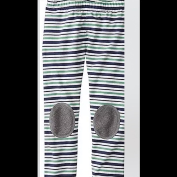 NEW HANNA ANDERSSON Foggy Blue & Greening Knee Patch Leggings - Picture 1 of 2
